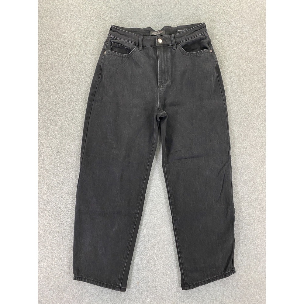 Judy Blue Marlow Arc Leg‎ Size 9/29 Straight Balloon Jeans Black Rigid Denim